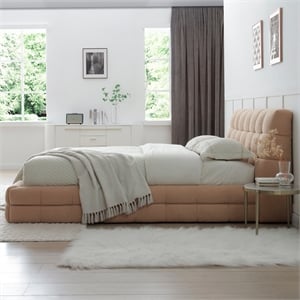 Electra King Size Fabric Upholstered Bed Frame in Camel