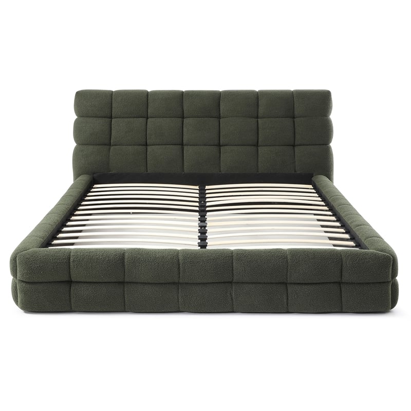 Electra King Size Fabric Upholstered Bed Frame in Green