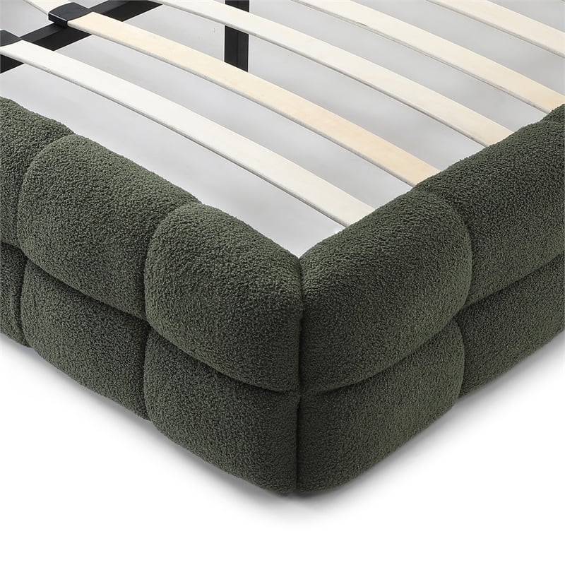 Electra King Size Fabric Upholstered Bed Frame in Green