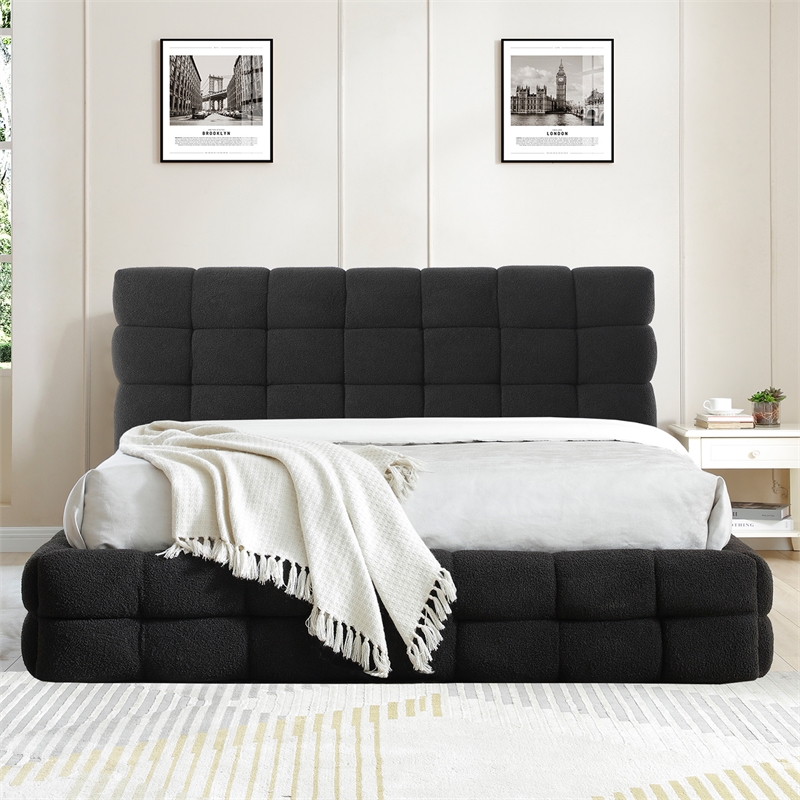 Electra King Size Fabric Upholstered Bed Frame in Black