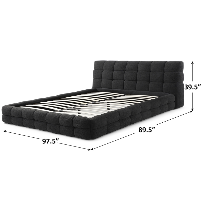 Electra King Size Fabric Upholstered Bed Frame in Black