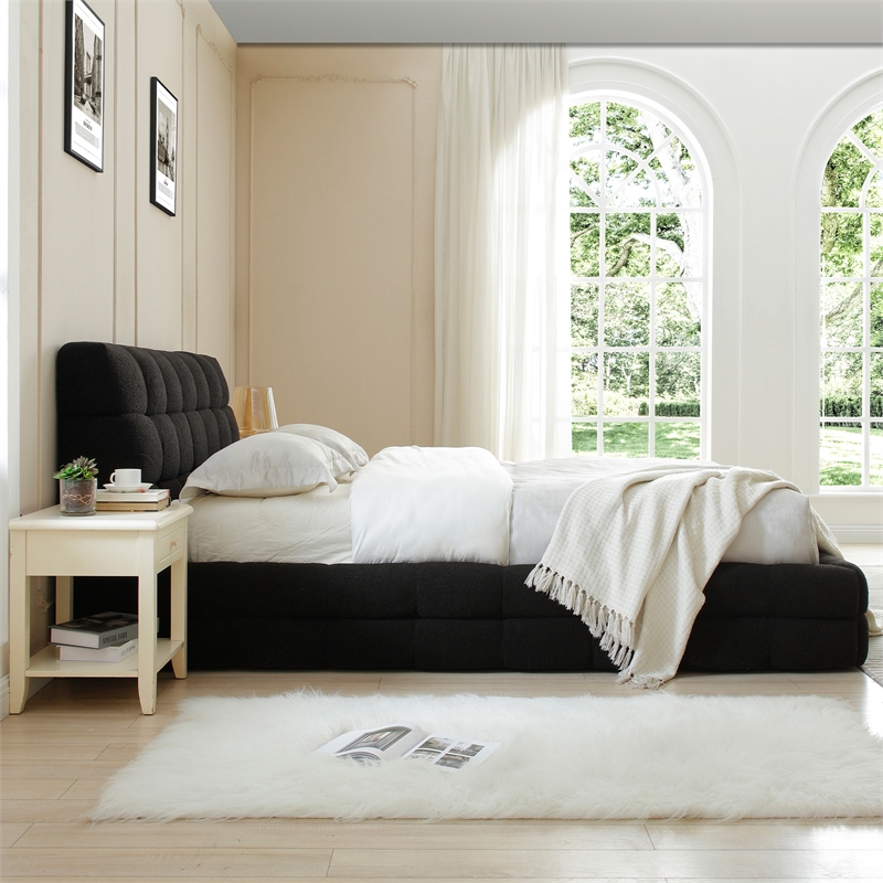 Electra King Size Fabric Upholstered Bed Frame in Black