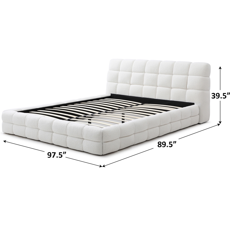 Electra King Size Fabric Upholstered Bed Frame in White