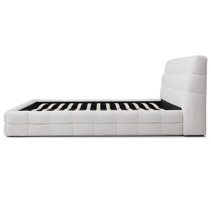 Electra King Size Fabric Upholstered Bed Frame in White