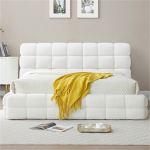 Electra King Size Fabric Upholstered Bed Frame in White