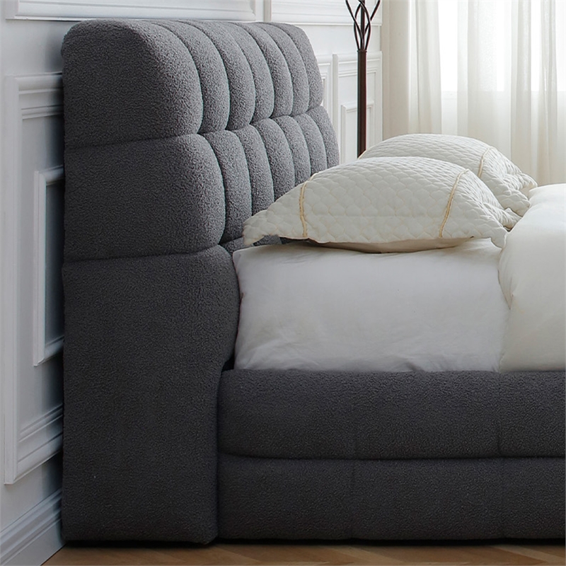Electra King Size Fabric Upholstered Bed Frame in Dark Gray