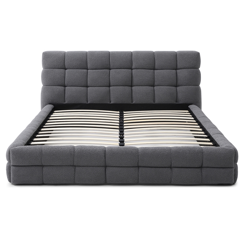 Electra King Size Fabric Upholstered Bed Frame in Dark Gray