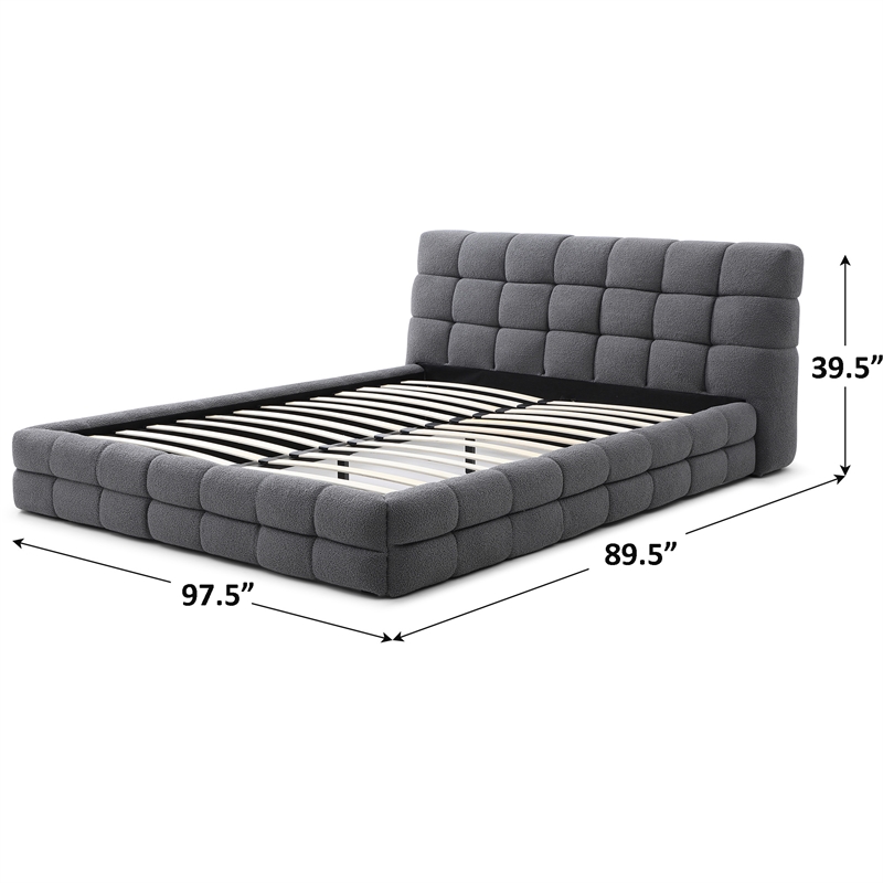 Electra King Size Fabric Upholstered Bed Frame in Dark Gray
