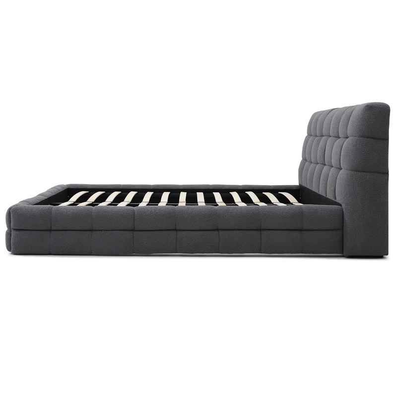 Electra King Size Fabric Upholstered Bed Frame in Dark Gray