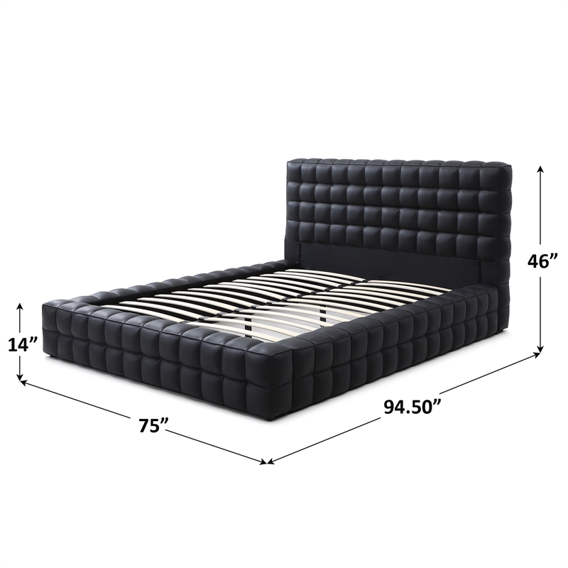 Livia Queen Size Faux Leather Upholstered Bed Fram in Black