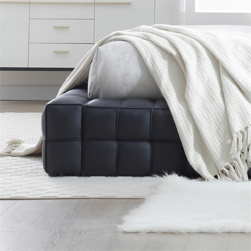 Livia Queen Size Faux Leather Upholstered Bed Fram in Black