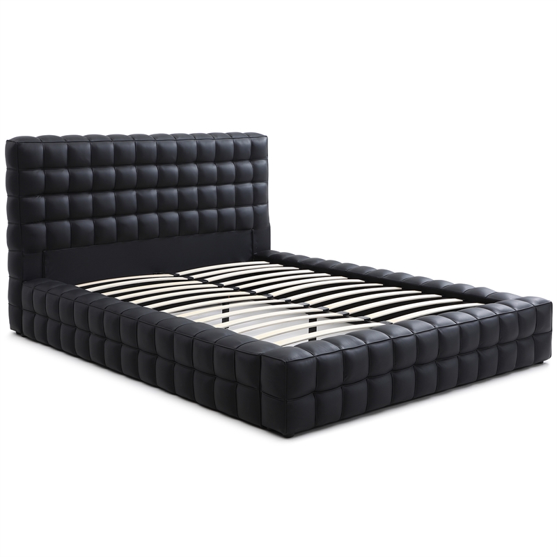 Livia Queen Size Faux Leather Upholstered Bed Fram in Black
