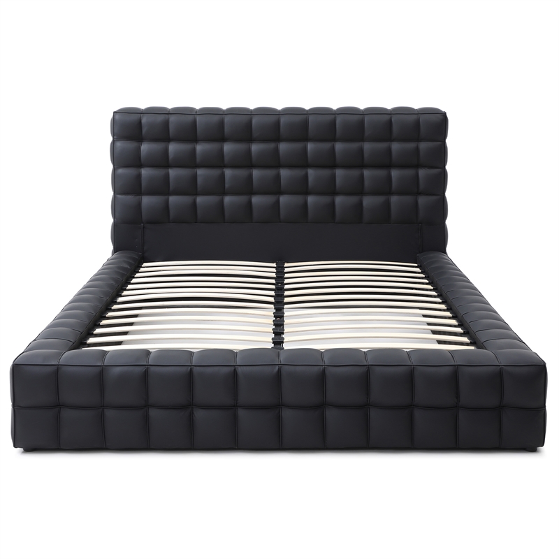 Livia Queen Size Faux Leather Upholstered Bed Fram in Black