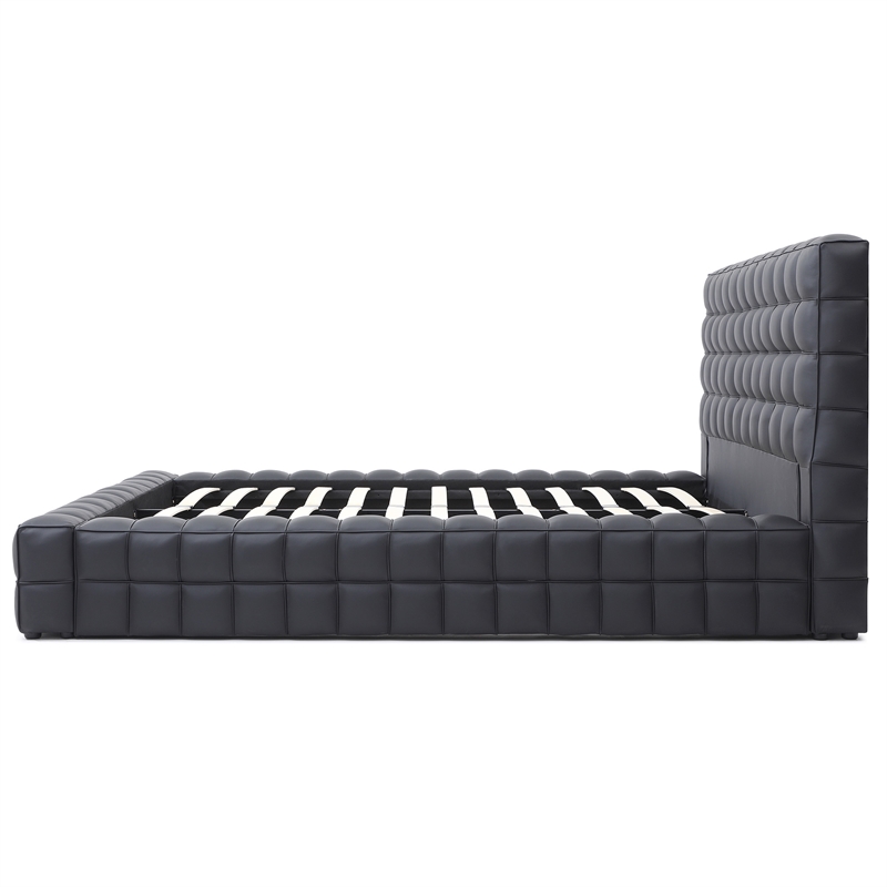 Livia Queen Size Faux Leather Upholstered Bed Fram in Black