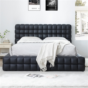 Livia Queen Size Faux Leather Upholstered Bed Fram in Black
