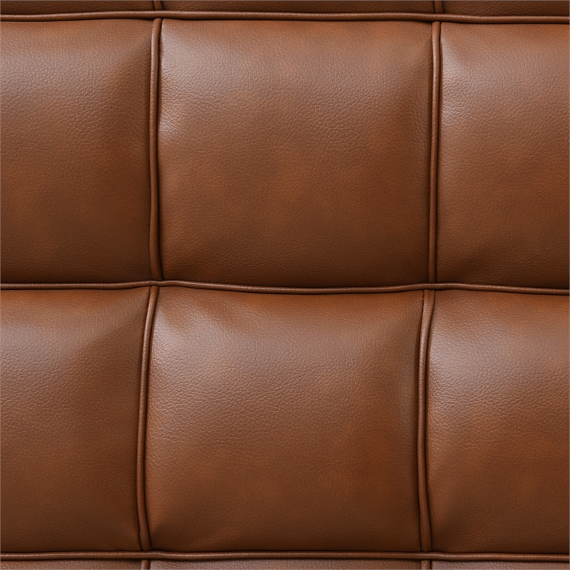 Livia Queen Size Faux Leather Upholstered Bed Fram in Brown