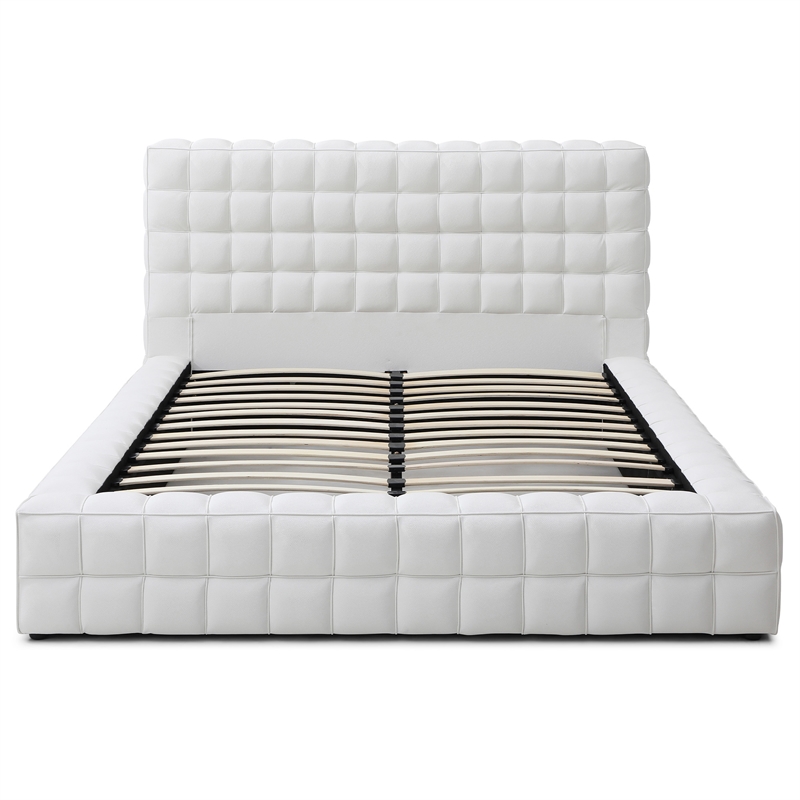 Livia Queen Size Faux Leather Upholstered Bed Fram in White