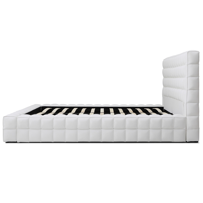 Livia Queen Size Faux Leather Upholstered Bed Fram in White