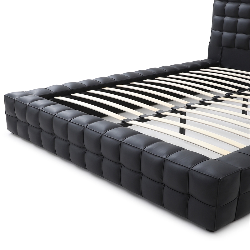 Livia King Size Faux Leather Upholstered Bed Fram in Black