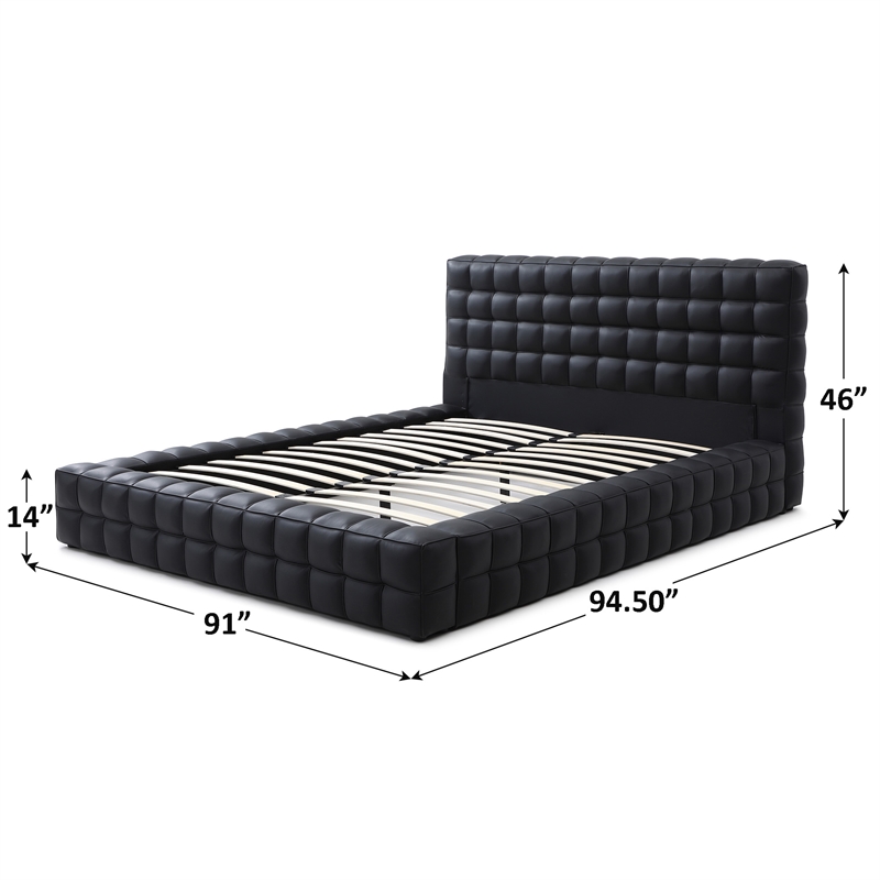 Livia King Size Faux Leather Upholstered Bed Fram in Black