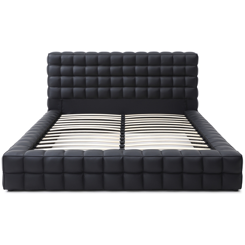Livia King Size Faux Leather Upholstered Bed Fram in Black