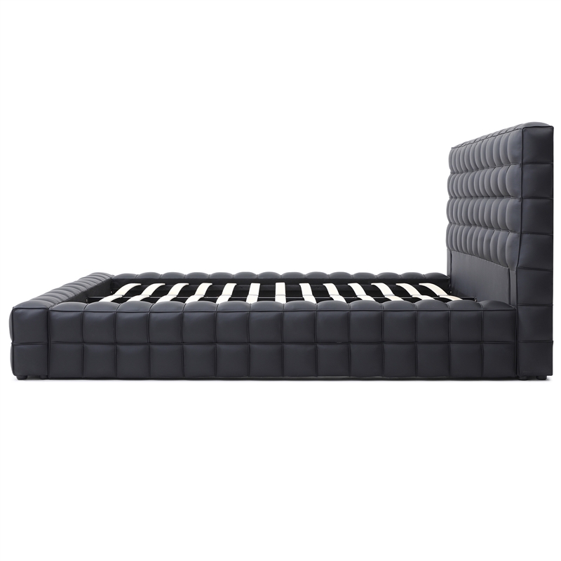 Livia King Size Faux Leather Upholstered Bed Fram in Black