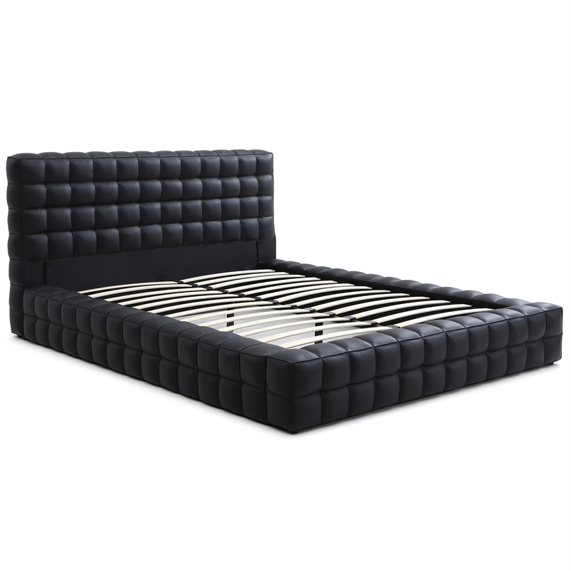 Livia King Size Faux Leather Upholstered Bed Fram in Black