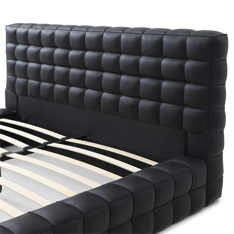 Livia King Size Faux Leather Upholstered Bed Fram in Black