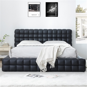 Livia King Size Faux Leather Upholstered Bed Fram in Black