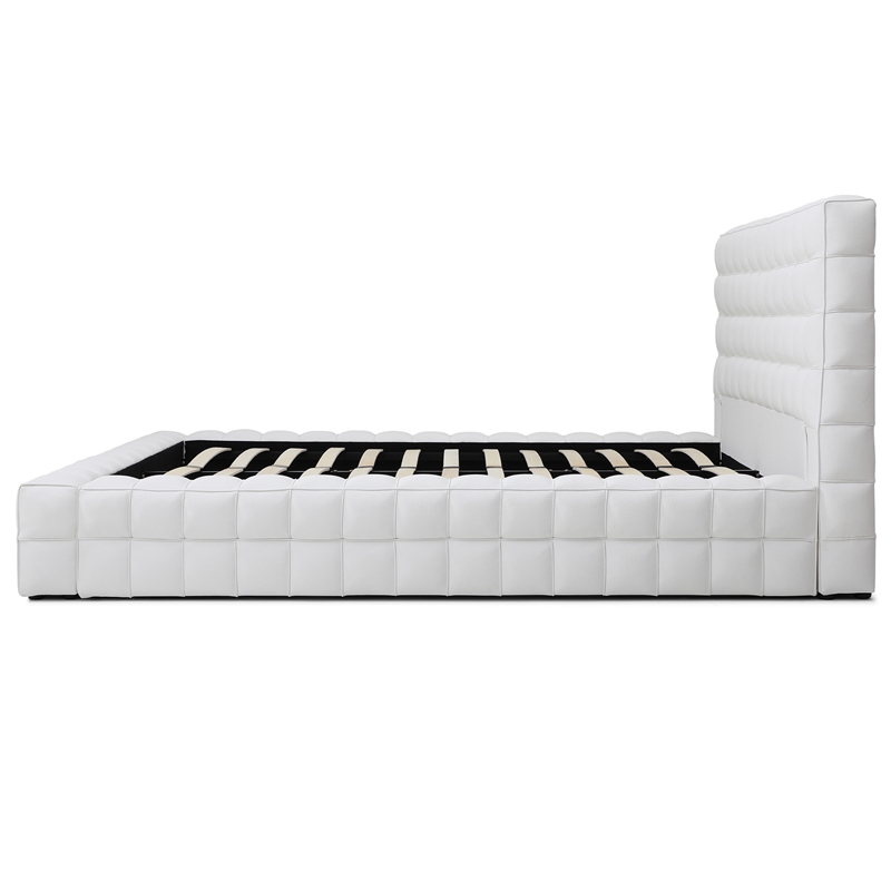 Livia King Size Faux Leather Upholstered Bed Fram in White