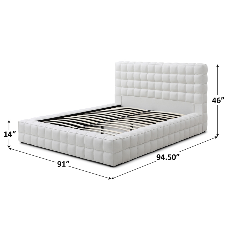 Livia King Size Faux Leather Upholstered Bed Fram in White