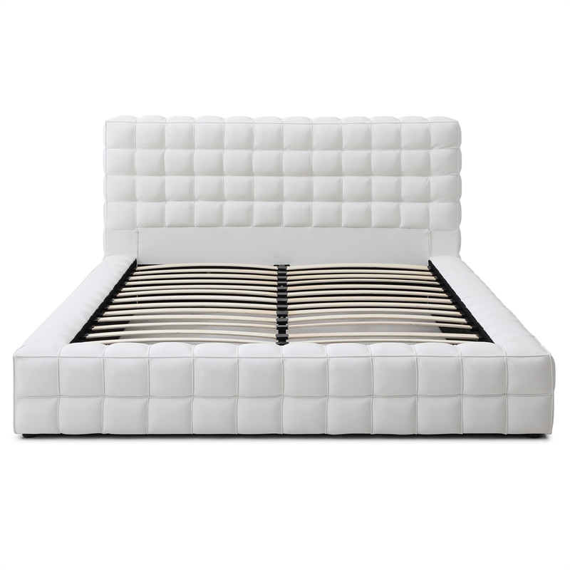 Livia King Size Faux Leather Upholstered Bed Fram in White