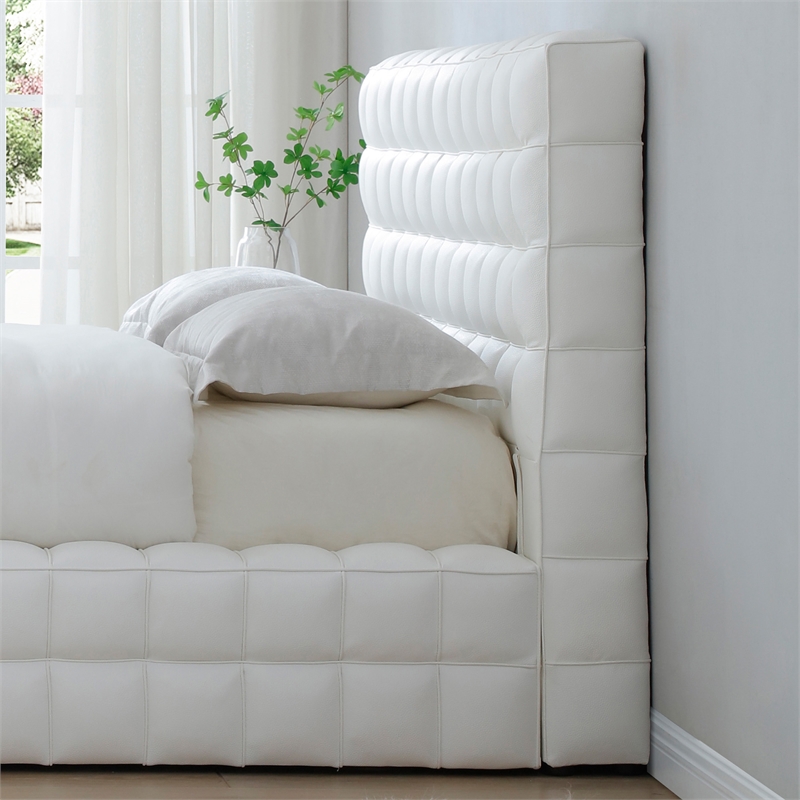 Livia King Size Faux Leather Upholstered Bed Fram in White