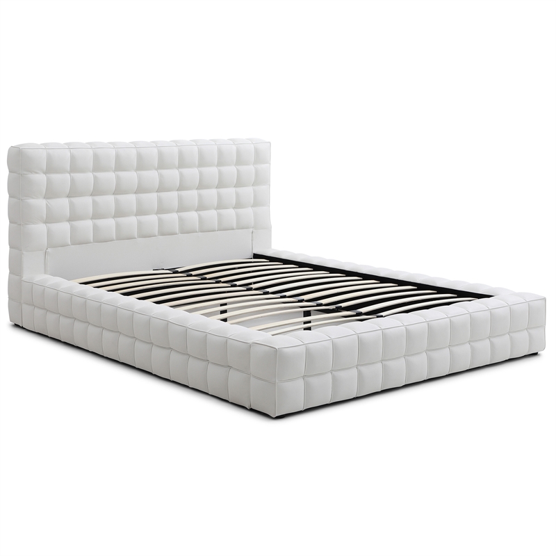 Livia King Size Faux Leather Upholstered Bed Fram in White