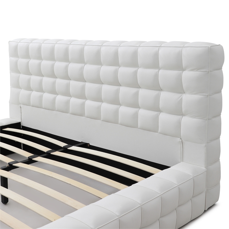 Livia King Size Faux Leather Upholstered Bed Fram in White