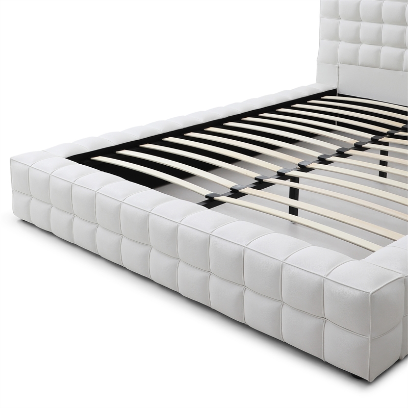 Livia King Size Faux Leather Upholstered Bed Fram in White