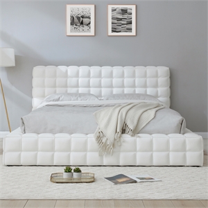 Livia King Size Faux Leather Upholstered Bed Fram in White
