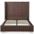 Jeffrey Queen Size Velvet Upholstered Bed Frame in Dark Brown