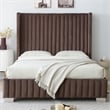 Jeffrey Queen Size Velvet Upholstered Bed Frame in Dark Brown