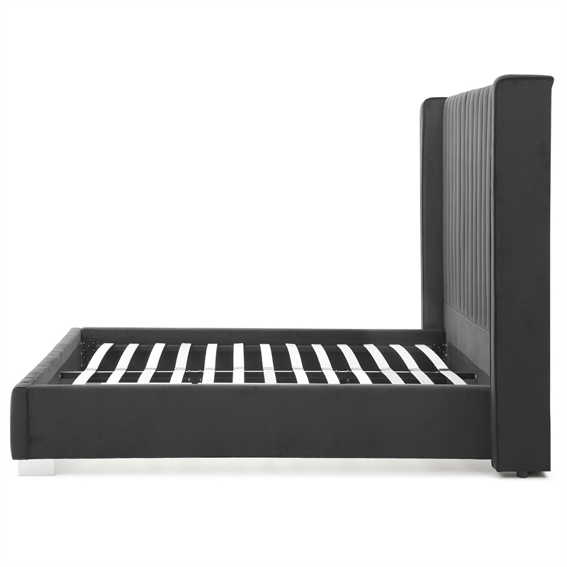 Jeffrey King Size Velvet Upholstered Bed Frame in Black