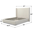 Jeffrey King Size Velvet Upholstered Bed Frame in Cream