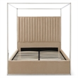 Jeffrey Canopy Velvet Upholstered Queen Bed Frame In Camel