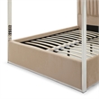 Jeffrey Canopy Velvet Upholstered Queen Bed Frame In Camel