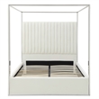 Jeffrey Canopy Velvet Upholstered Queen Bed Frame In Cream