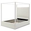 Jeffrey Canopy Velvet Upholstered Queen Bed Frame In Cream
