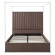 Jeffrey Canopy Velvet Upholstered Queen Bed Frame In Dark Brown