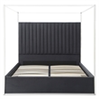 Jeffrey Canopy Velvet Upholstered King Bed Frame In Black