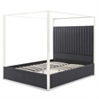 Jeffrey Canopy Velvet Upholstered King Bed Frame In Black