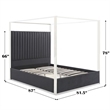 Jeffrey Canopy Velvet Upholstered King Bed Frame In Black