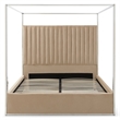 Jeffrey Canopy Velvet Upholstered King Bed Frame In Camel